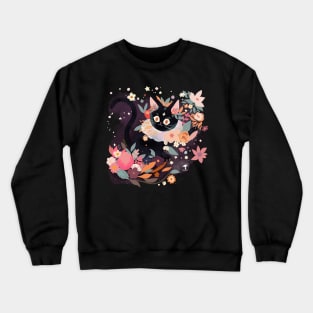 A black cat in Spring Crewneck Sweatshirt